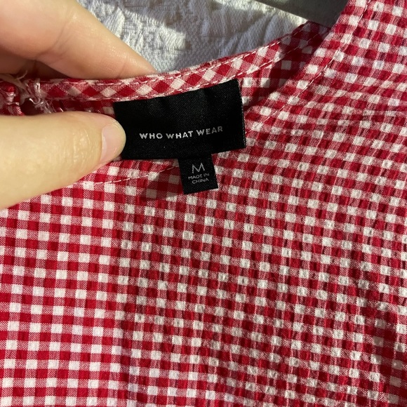 Who What Wear Red and White Gingham Women's Blouse Size Medium - Picture 3 of 5